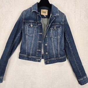 PAIGE Women's Size XS Blue Button Up‎ Denim Jean Jacket Pockets Stretch Euc